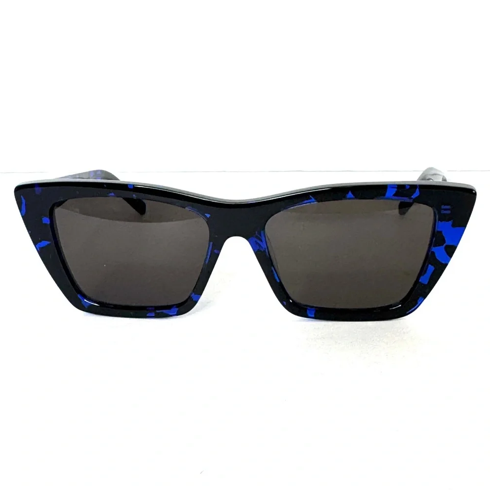 SAINT LAURENT Mica Cat Eye Sunglasses NEW Style SL 276 009 Black Blue Havana